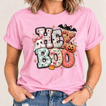 Hey Boo! Patchwork Halloween Tee