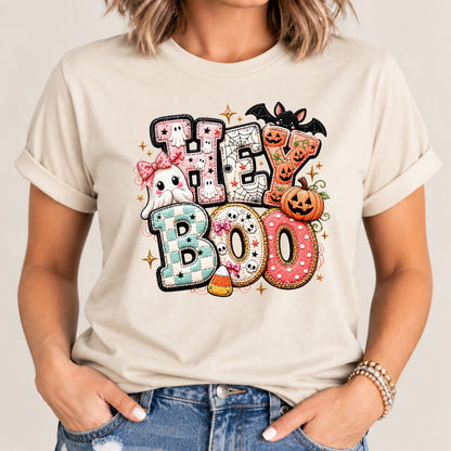 Hey Boo! Patchwork Halloween Tee