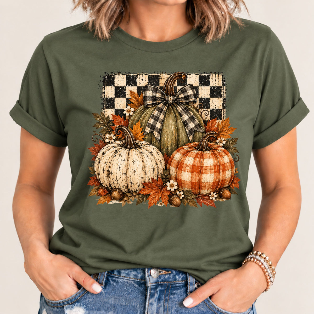 Harvest Plaid Pumpkin Tee
