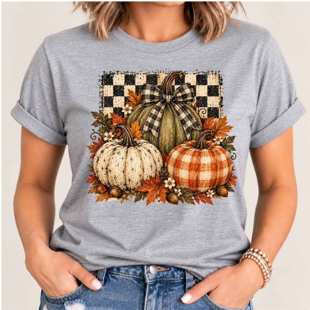 Harvest Plaid Pumpkin Tee