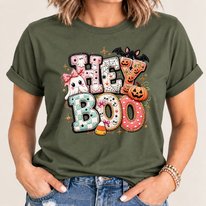 Hey Boo! Patchwork Halloween Tee